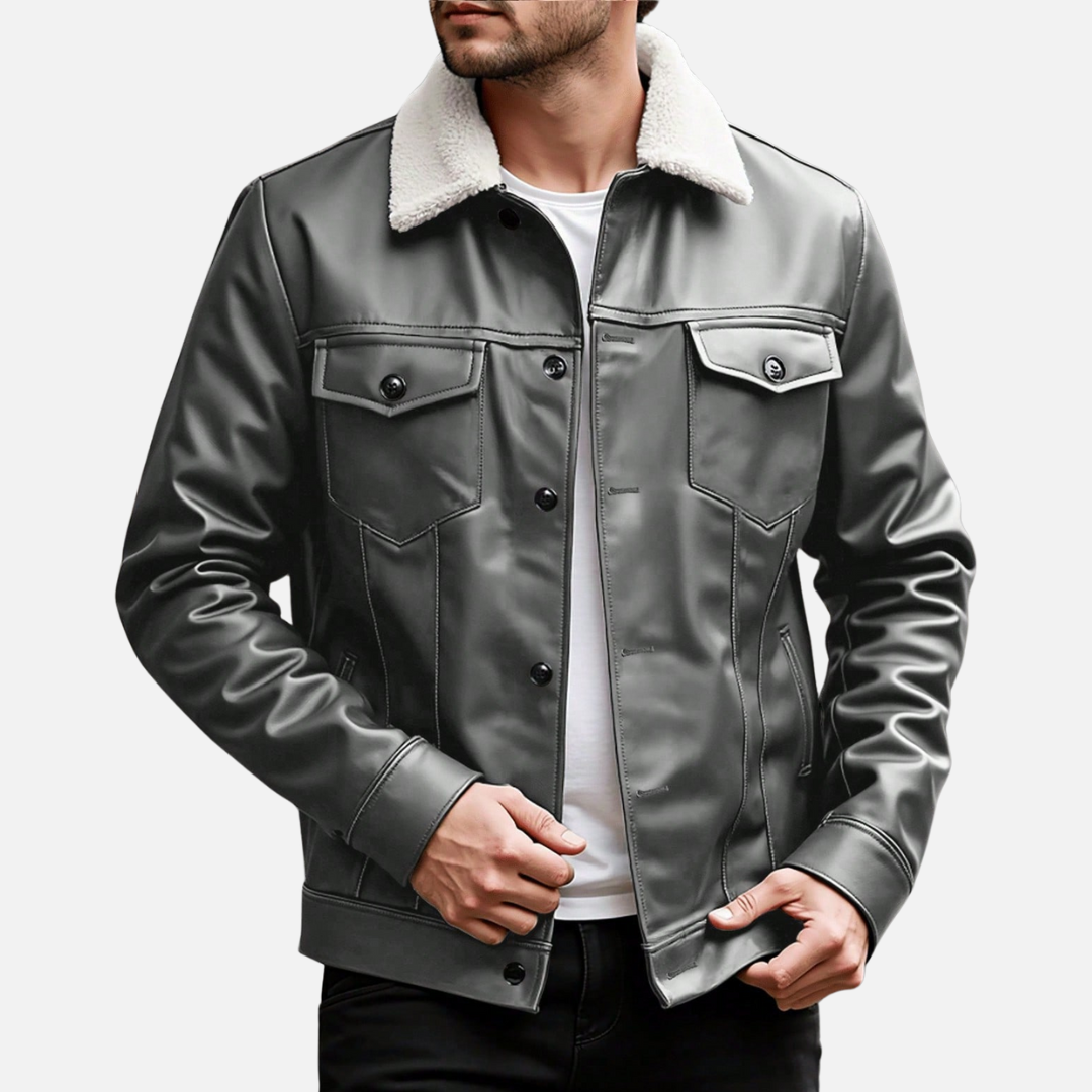 Jaqueta de Couro Masculina Montezari MTZ818