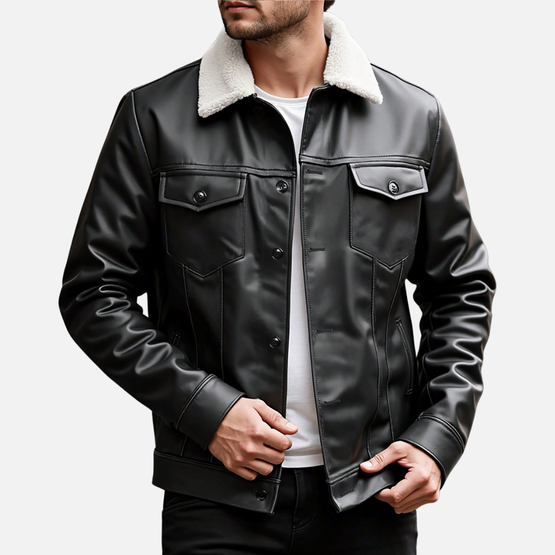 Jaqueta de Couro Masculina Montezari MTZ818