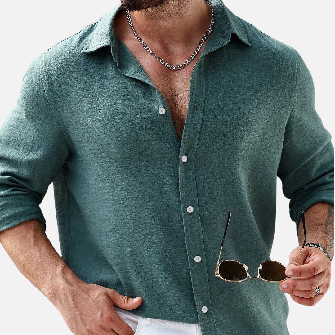 Camisa Manga Longa em Linho Masculina Montezari MTZ81