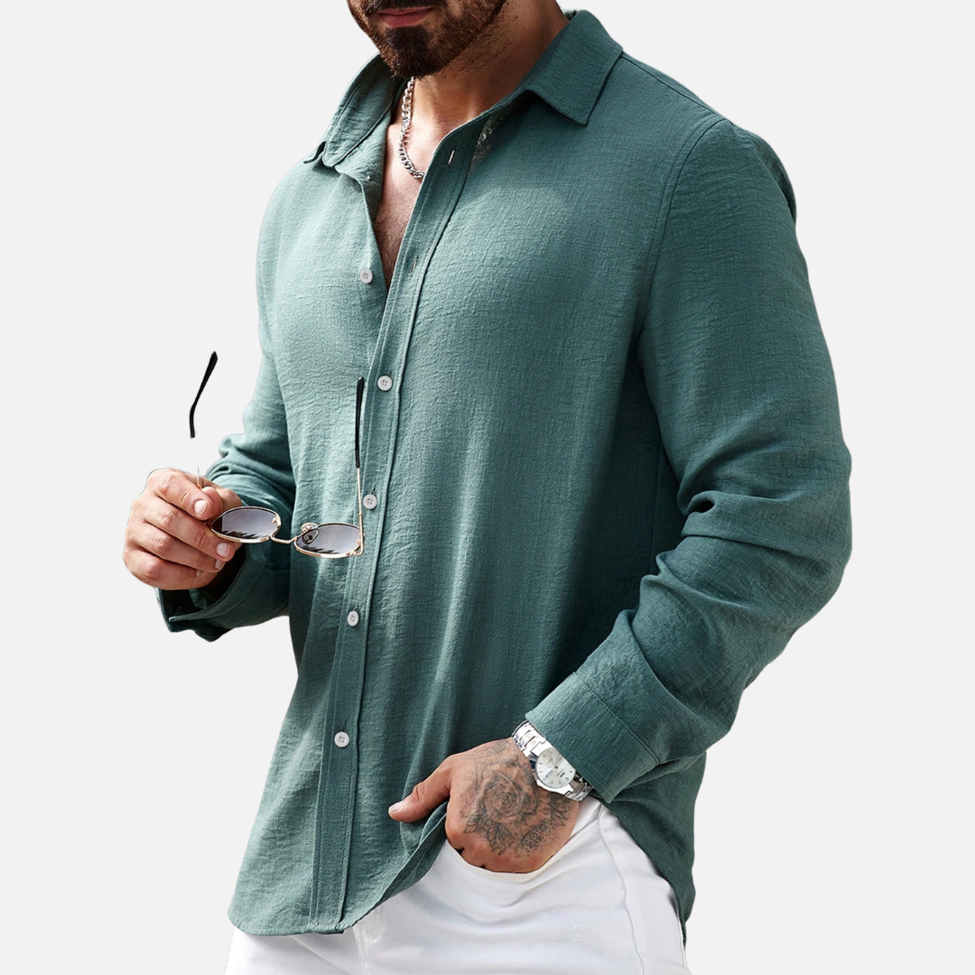 Camisa Manga Longa em Linho Masculina Montezari MTZ81