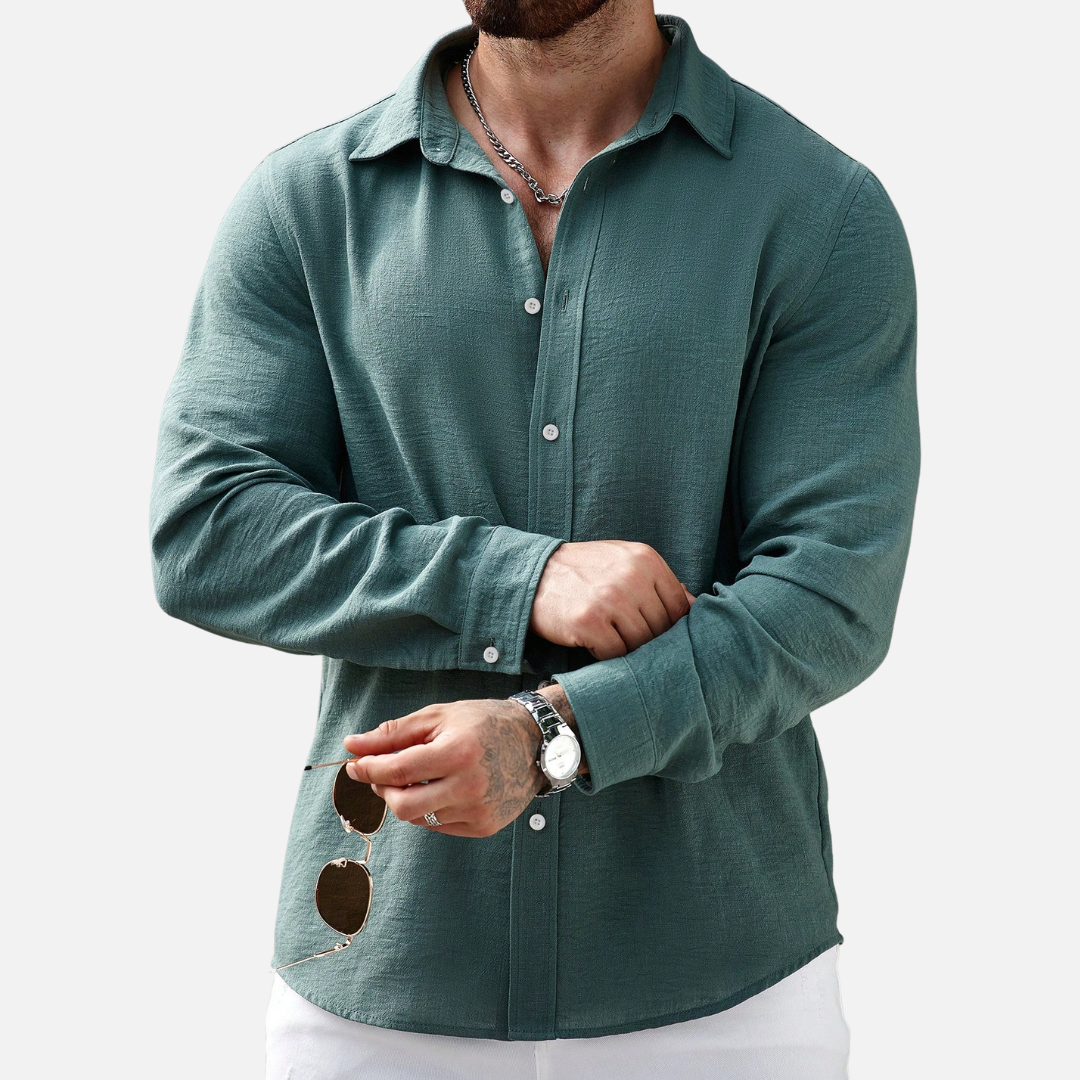 Camisa Manga Longa em Linho Masculina Montezari MTZ81