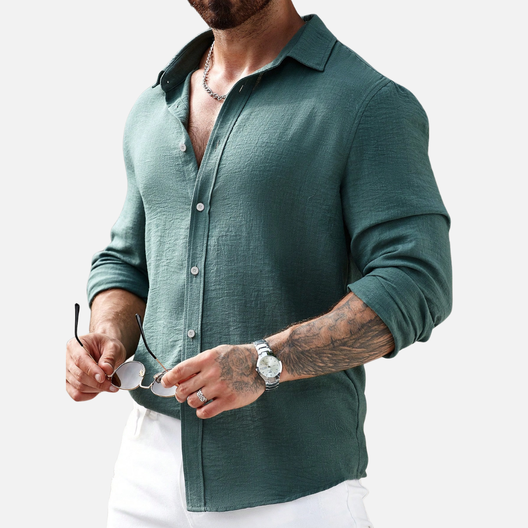 Camisa Manga Longa em Linho Masculina Montezari MTZ81