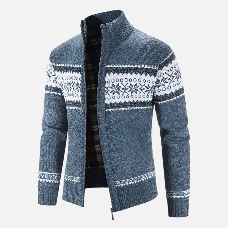 Suéter Masculino Bordado em Lã com Zíper Montezari MTZ233